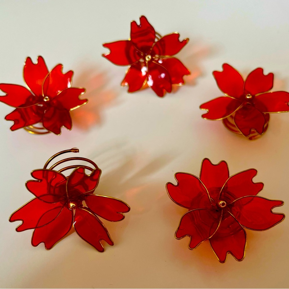 Red Floral Resin Hair Jewelry Twists (5)